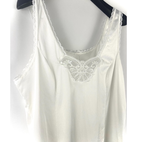 Vintage 1980’s ‘Tradition by Sears’ Nylon Satin Camisole Slip Top in White - M - Picture 4 of 10